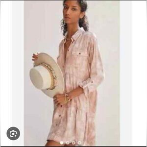 Pilcro Long Sleeve Dress in Tie-Dye Pink